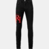 KADEMELİ LOGOLU SKINNY JEAN - Siyah Kırmızı