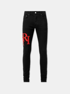 KADEMELİ LOGOLU SKINNY JEAN - Siyah Kırmızı