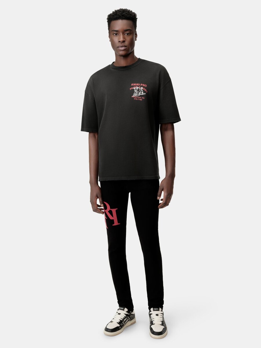 KADEMELİ LOGOLU SKINNY JEAN - Siyah Kırmızı