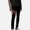 KADEMELİ LOGOLU SKINNY JEAN - Siyah Kırmızı