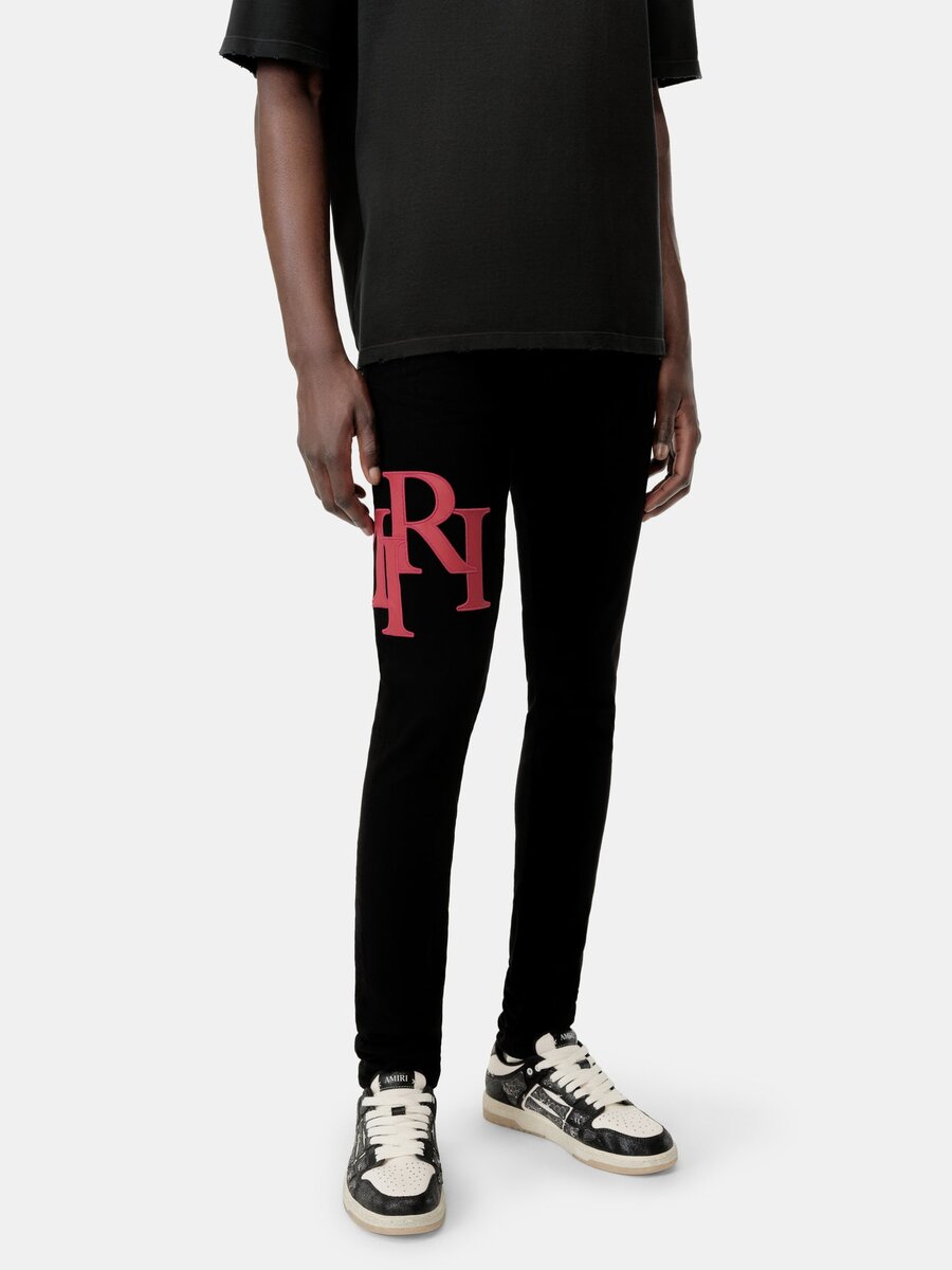 KADEMELİ LOGOLU SKINNY JEAN - Siyah Kırmızı