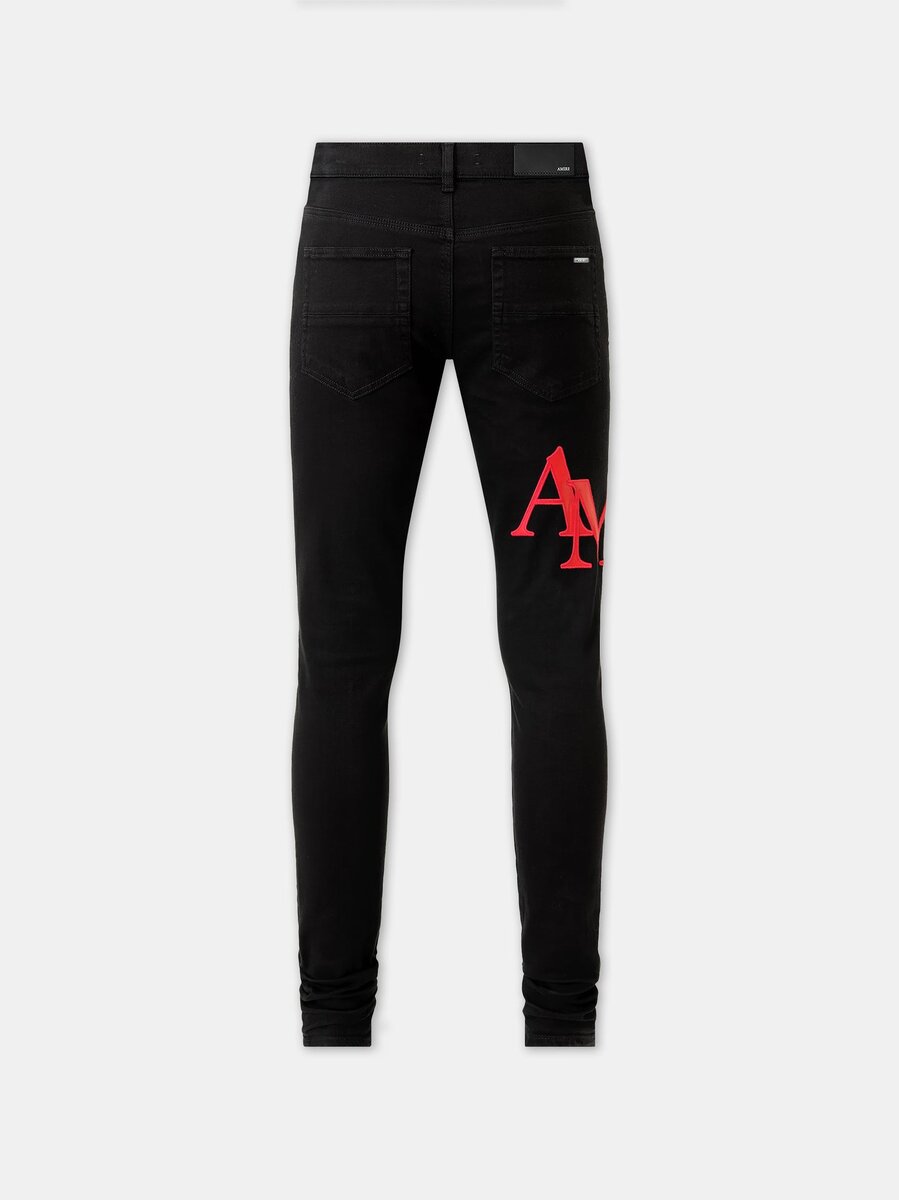 KADEMELİ LOGOLU SKINNY JEAN - Siyah Kırmızı