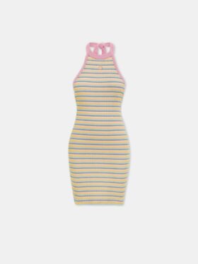 KADIN MA ÇİZGİLİ HALTER MINI ELBİSE