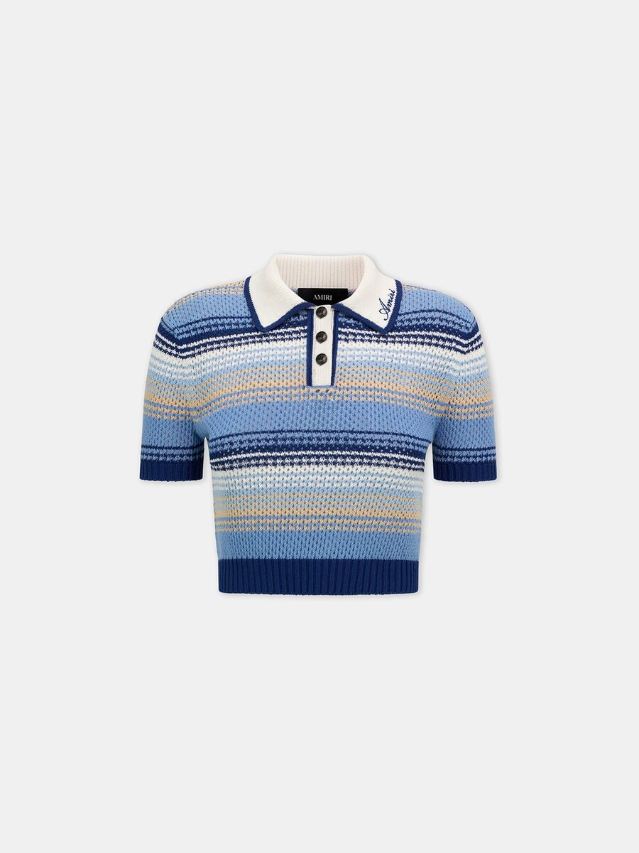 KADIN ÇİZGİLİ KROŞE ÖRGÜ POLO